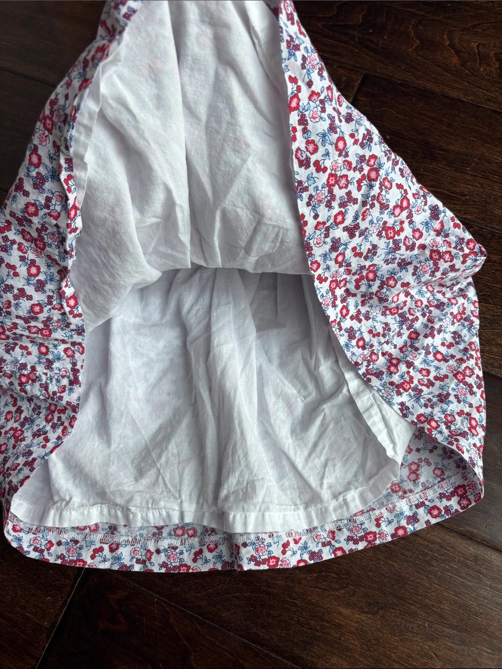 Janie and Jack White Dress with Red Floral Print and Navy Trim